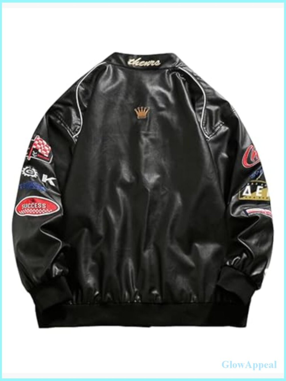 Oversized Faux Leather Racing Jacket Motorcycle Biker Streetwear Unisex - Picture 4 of 7